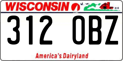 WI license plate 312OBZ