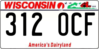 WI license plate 312OCF