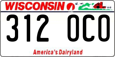 WI license plate 312OCO