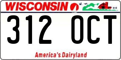 WI license plate 312OCT