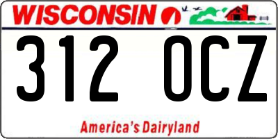 WI license plate 312OCZ