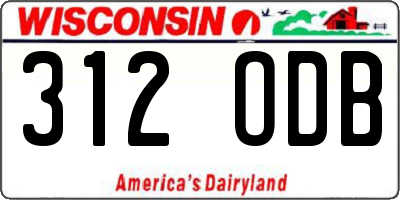 WI license plate 312ODB
