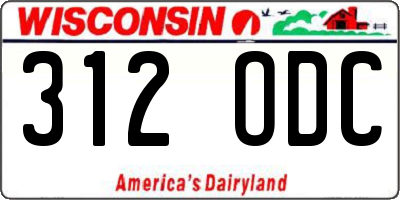 WI license plate 312ODC