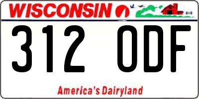 WI license plate 312ODF