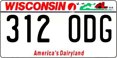WI license plate 312ODG