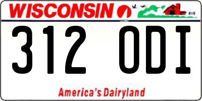 WI license plate 312ODI