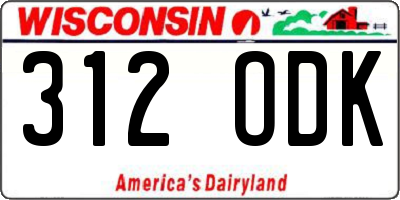 WI license plate 312ODK