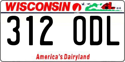 WI license plate 312ODL