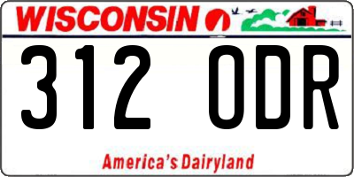 WI license plate 312ODR