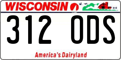 WI license plate 312ODS