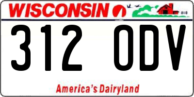 WI license plate 312ODV