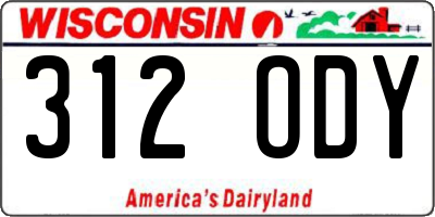 WI license plate 312ODY