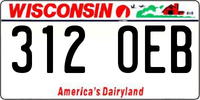 WI license plate 312OEB