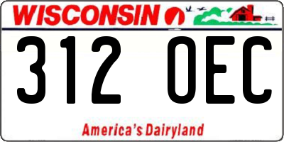 WI license plate 312OEC