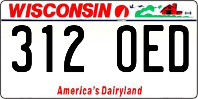 WI license plate 312OED