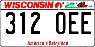 WI license plate 312OEE