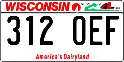 WI license plate 312OEF