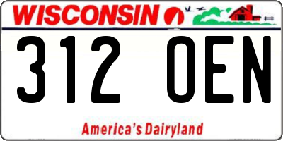 WI license plate 312OEN