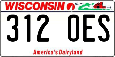 WI license plate 312OES