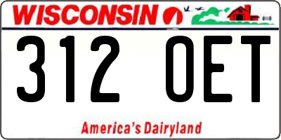WI license plate 312OET
