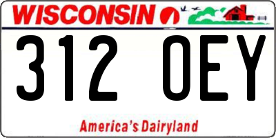 WI license plate 312OEY