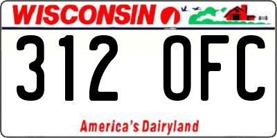 WI license plate 312OFC