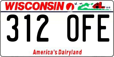 WI license plate 312OFE