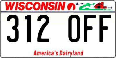 WI license plate 312OFF