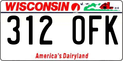 WI license plate 312OFK