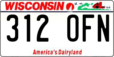 WI license plate 312OFN