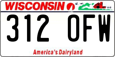 WI license plate 312OFW