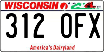 WI license plate 312OFX