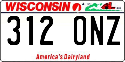 WI license plate 312ONZ