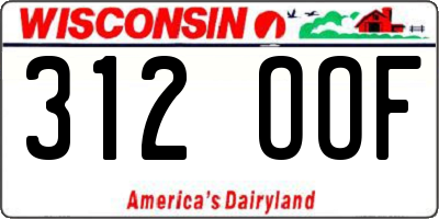 WI license plate 312OOF