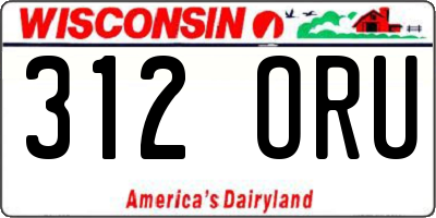 WI license plate 312ORU