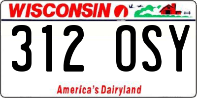 WI license plate 312OSY