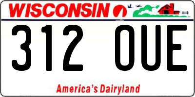 WI license plate 312OUE