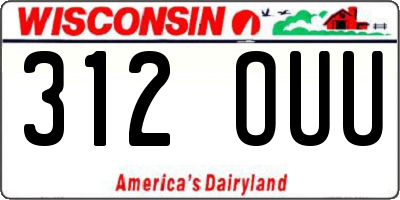 WI license plate 312OUU