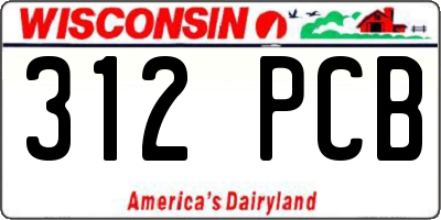 WI license plate 312PCB