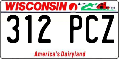 WI license plate 312PCZ
