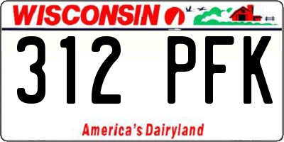 WI license plate 312PFK