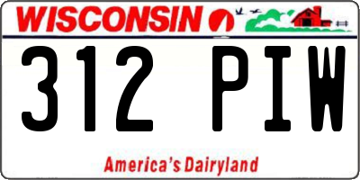 WI license plate 312PIW