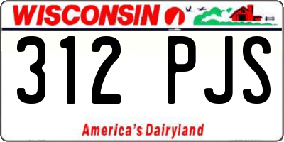 WI license plate 312PJS