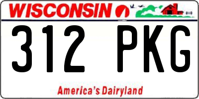 WI license plate 312PKG