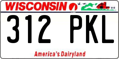 WI license plate 312PKL