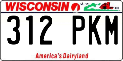 WI license plate 312PKM