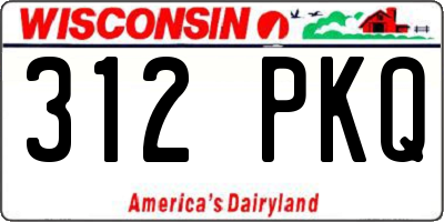 WI license plate 312PKQ