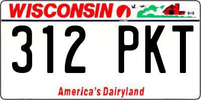 WI license plate 312PKT