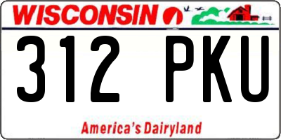 WI license plate 312PKU