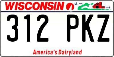 WI license plate 312PKZ